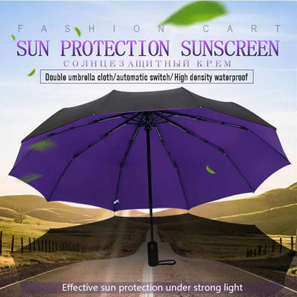 Parapluie pliant automatique coupe-vent double pour femme et homme, dix os, luxe, grande entreprise, parapluies, pluie, cadeau, parasol