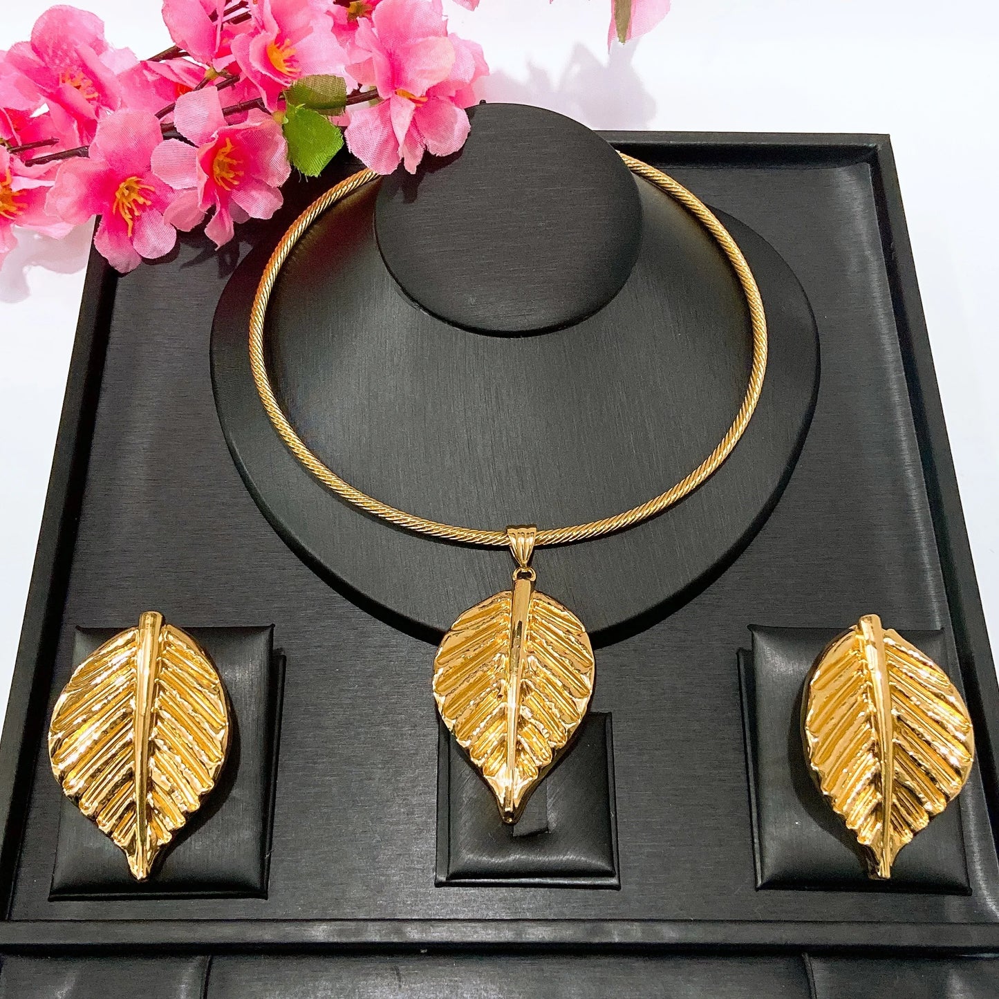 Fashion Gift Factory Popular Unique Copper Alloy Gold Plated Wedding Party Birthday Daily Anniversary Engagement Jewelry Set