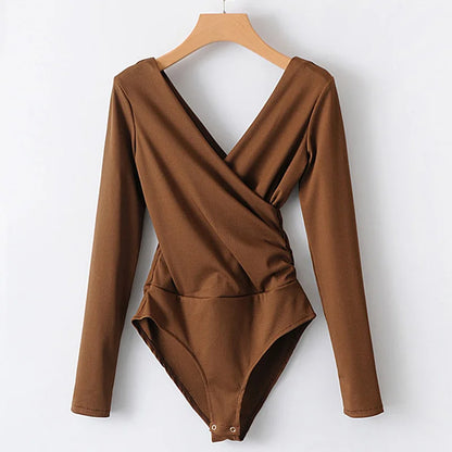 SheMujerSky Long Sleeve Bodysuit Women Backless Jumpsuits Black White Body femme monos cortos de mujer