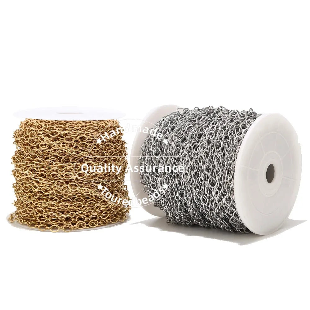 Touredbeads – chaînes à maillons ovales en acier inoxydable de 1M, 6mm de largeur, cercle en or pour bricolage, collier, fabrication de bijoux, découvertes faites à la main
