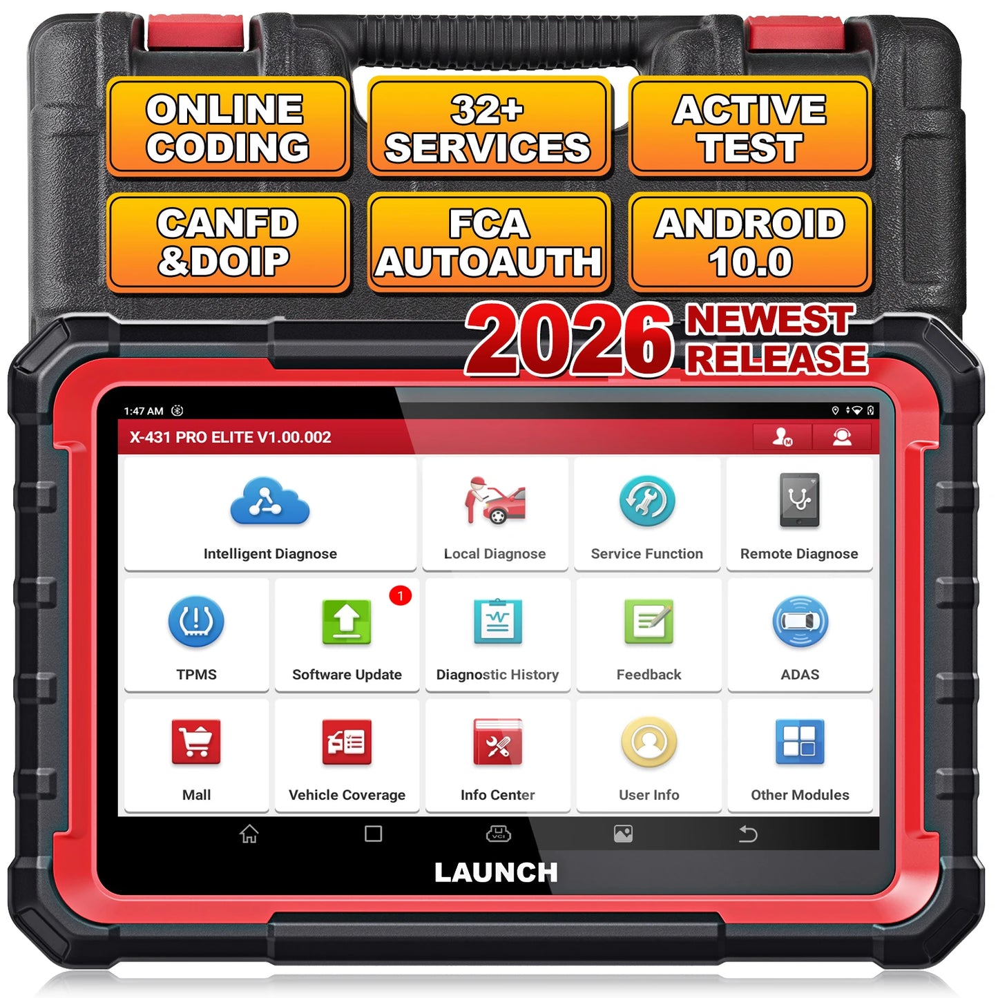 LAUNCH X431 PRO ELITE full system diagnostic tool OBD2 scanner 32 reset CAN FD DOIP coding X-431 V