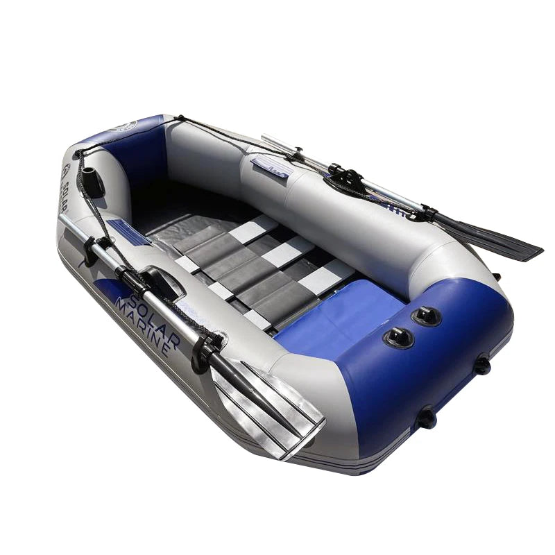 B175 Set Solar Marine 0.7 mm PVC Inflatable Rowing Fishing Boats One Person Kayak Canoe Dinghy with Thrust Motor and Support