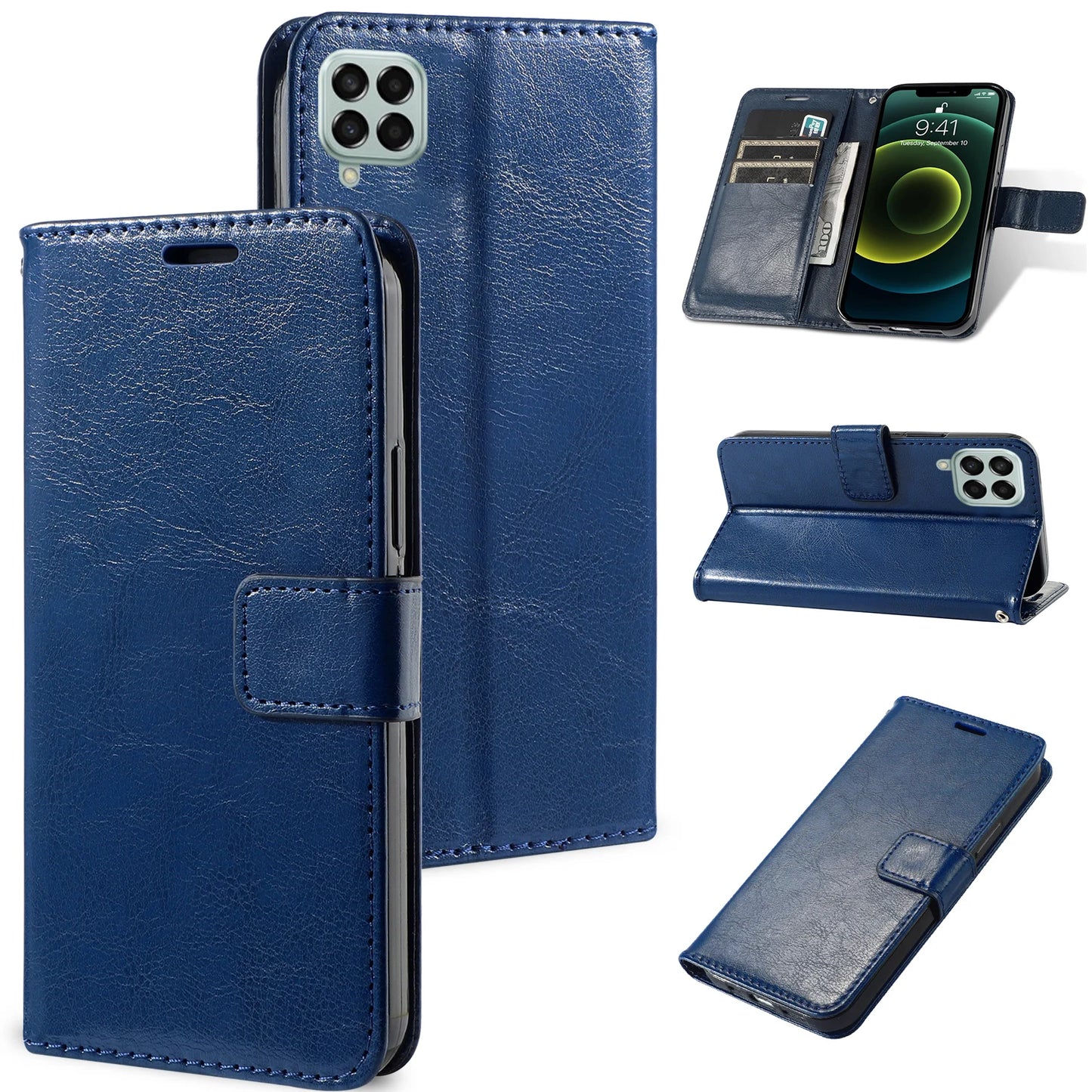 Étui portefeuille classique en cuir pour téléphone Samsung Galaxy A26 A36 5G A56 A16 4G A06 M15 F15 M55 C55 F55 - Accessoires