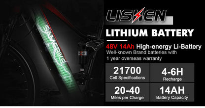 SAMEBIKE XD26-II 26 Inch Aluminum Alloy 750W High Speed High Power Motor Li-ion Battery Mountain Electric Bike