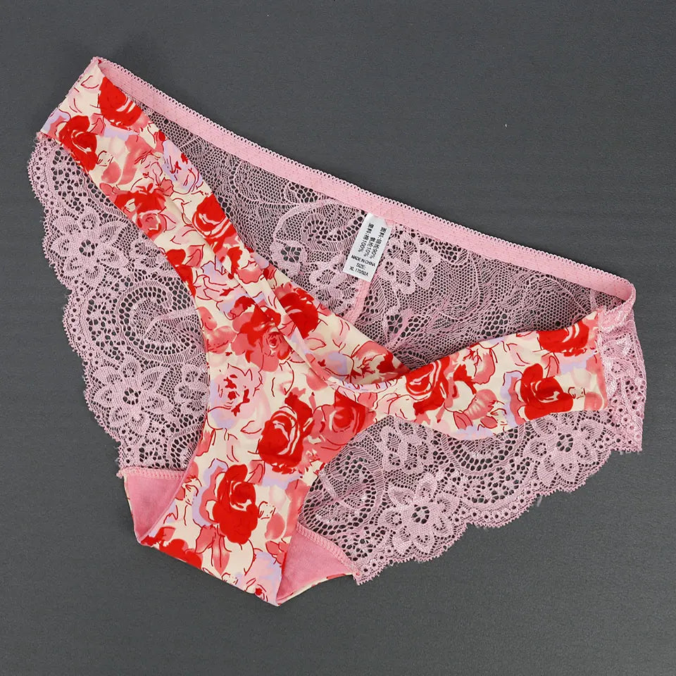 Femmes imprimer sans couture slips sous-vêtements femmes Sexy dentelle culotte basse-Ries Transparent évider culotte femme Lingerie grande taille