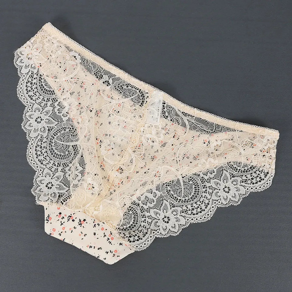Femmes imprimer sans couture slips sous-vêtements femmes Sexy dentelle culotte basse-Ries Transparent évider culotte femme Lingerie grande taille