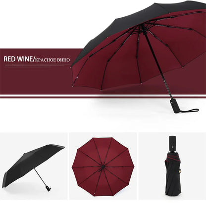 Parapluie pliant automatique coupe-vent double pour femme et homme, dix os, luxe, grande entreprise, parapluies, pluie, cadeau, parasol