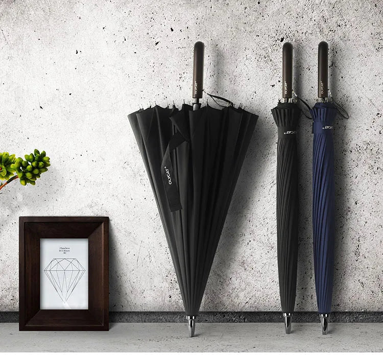Parapluie coupe-vent pour hommes et femmes, manche en bois, long manche, cadre solide, qualité, 24K, vente chaude, marque