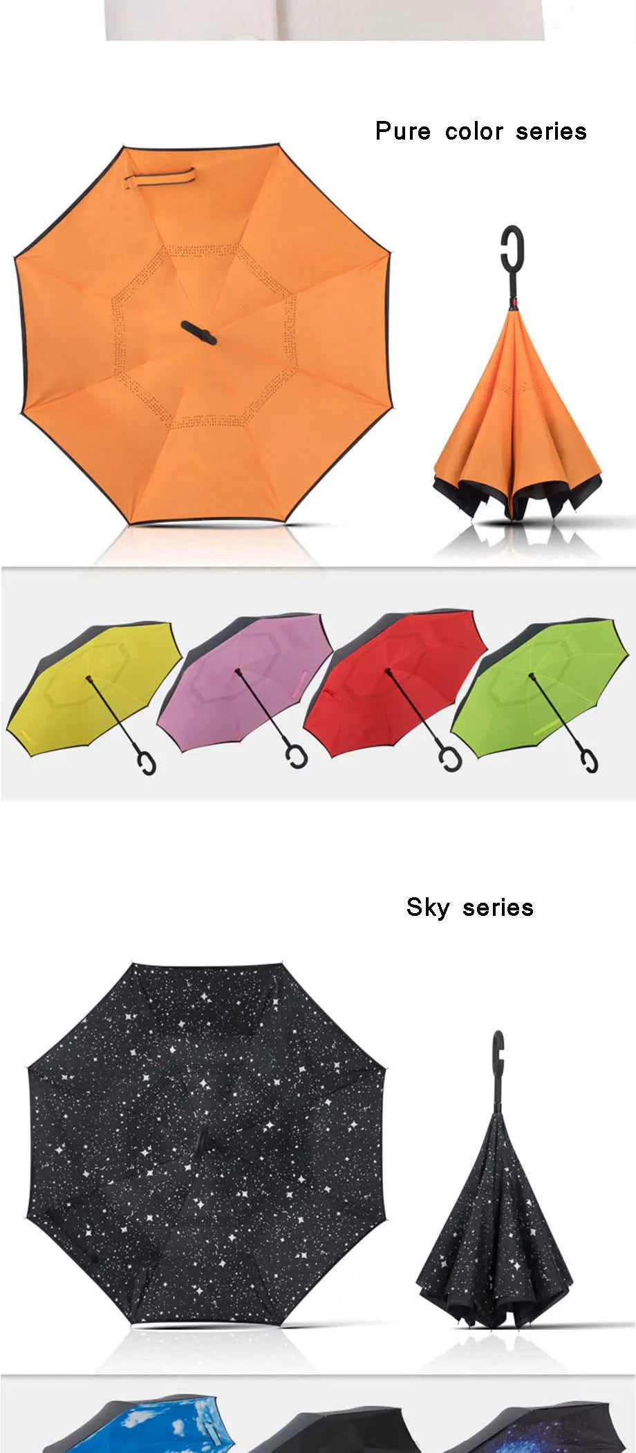 Parapluie inversé à double couche pliable à longue tige 2023, coupe-vent, crochet en C inversé, parapluie de golf pour homme, parapluie inversé pour voiture