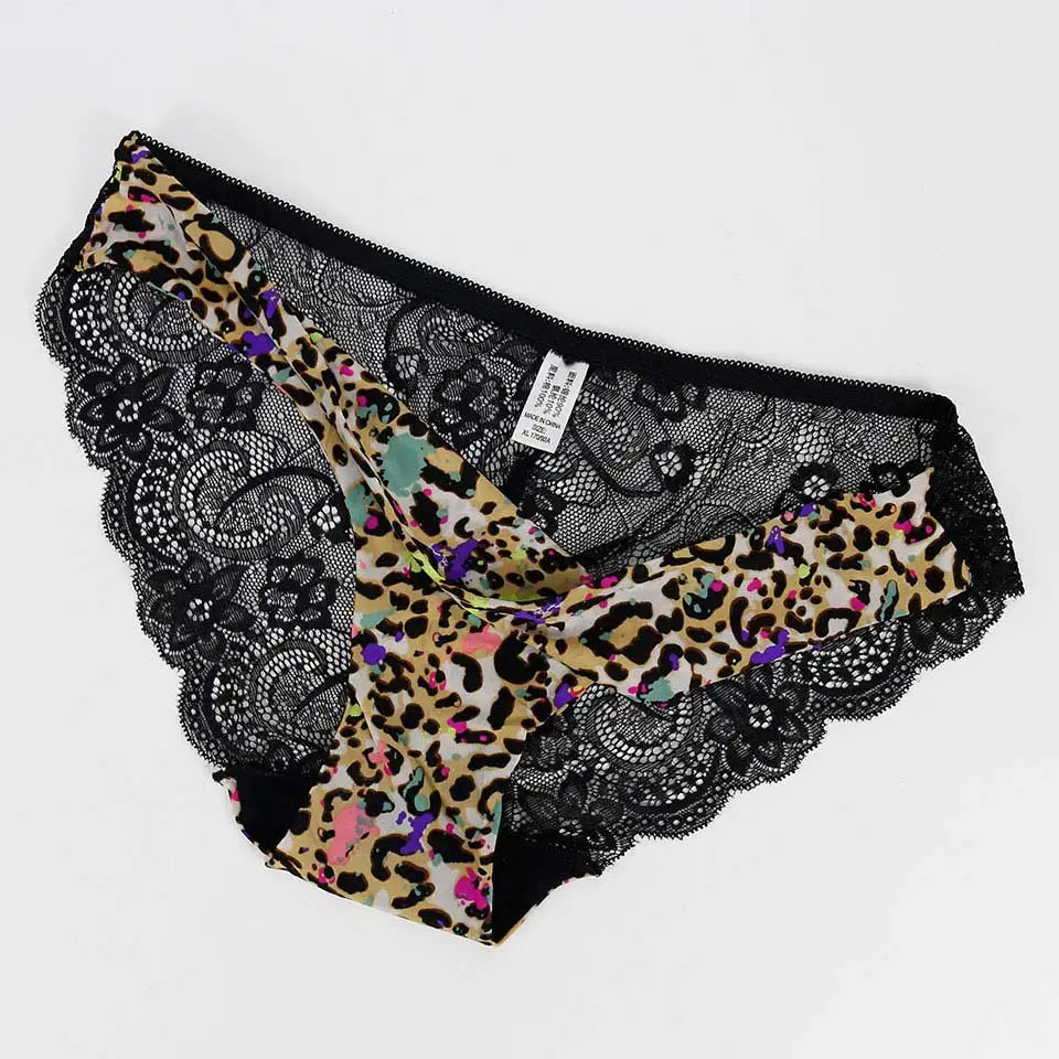 Femmes imprimer sans couture slips sous-vêtements femmes Sexy dentelle culotte basse-Ries Transparent évider culotte femme Lingerie grande taille