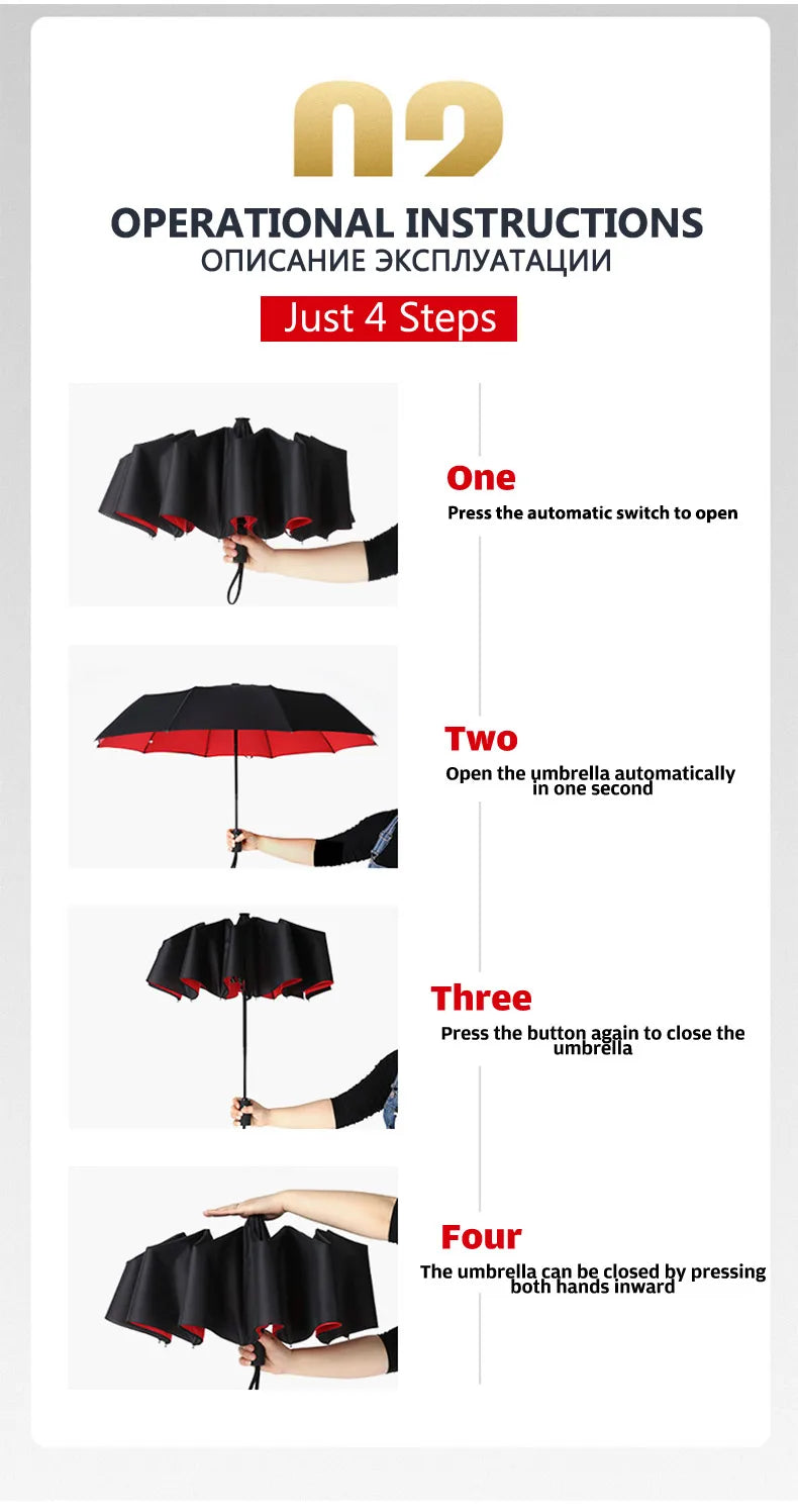 Parapluie pliant automatique coupe-vent double pour femme et homme, dix os, luxe, grande entreprise, parapluies, pluie, cadeau, parasol