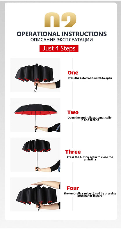 Parapluie pliant automatique coupe-vent double pour femme et homme, dix os, luxe, grande entreprise, parapluies, pluie, cadeau, parasol