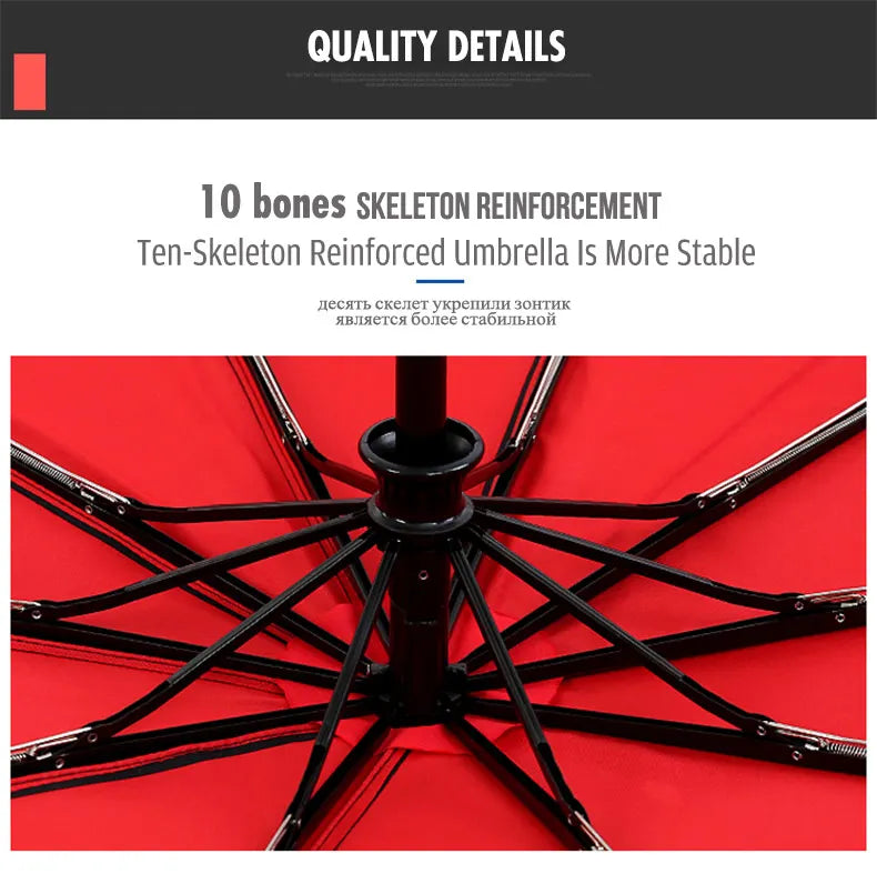 Parapluie pliant automatique coupe-vent double pour femme et homme, dix os, luxe, grande entreprise, parapluies, pluie, cadeau, parasol