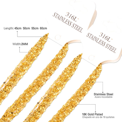 Collier de luxe en acier inoxydable 316L, 10 pièces/lot, pour femmes et hommes, chaînes à maillons en forme de lèvre, vente en gros pour pendentifs, accessoires 2MM