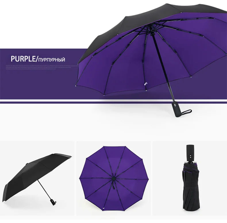 Parapluie pliant automatique coupe-vent double pour femme et homme, dix os, luxe, grande entreprise, parapluies, pluie, cadeau, parasol