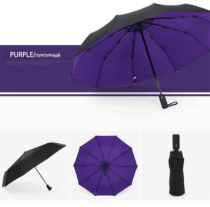 Parapluie pliant automatique coupe-vent double pour femme et homme, dix os, luxe, grande entreprise, parapluies, pluie, cadeau, parasol