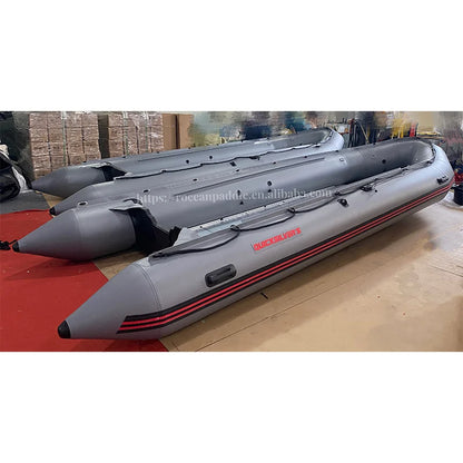 Manufacturer Price 4m 5m 6m Heavy Duty Aluminum Floor PVC Hypalon 8 10 12 15 20 Person Inflatable Rubber Rowing Boat for Sale