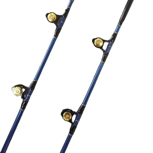 Canne à pêche en fibre de verre robuste de 1,65 m à 1,8 m, pour la pêche en mer profonde et en bateau, avec porte moulinet en aluminium (20-40 lb ou 30-50 lb).