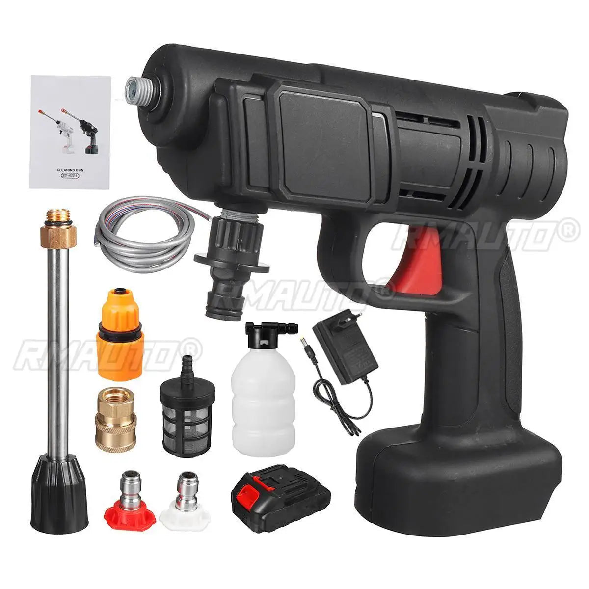 Pistolet à eau haute pression sans fil 2 000 mAh pour lavage de voiture, buse de nettoyage à pression, compatible avec batterie Makit 18 V