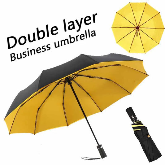 Parapluie pliant automatique coupe-vent double pour femme et homme, dix os, luxe, grande entreprise, parapluies, pluie, cadeau, parasol