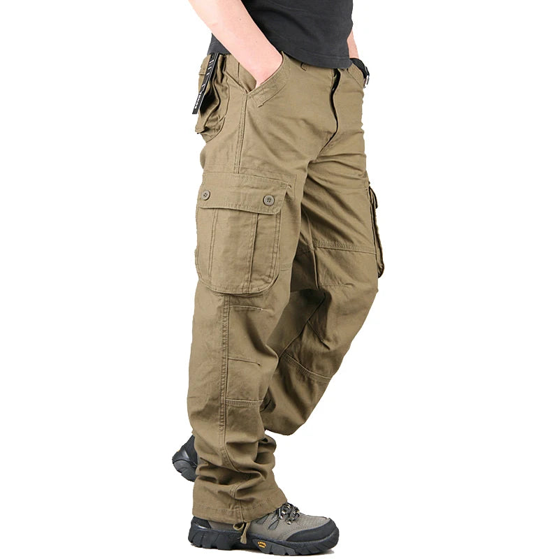 Men's Joggers Baggy Cargo Pants Casual Multi Pockets Military Tactical Pants Male Outerwear Army Straight Slacks Long Trousers
