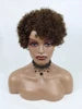 Perruque courte bouclée blonde avec mèches, en cheveux humains, pour femmes noires, sans dentelle, entièrement confectionnée à la machine, pas chère et sans colle.