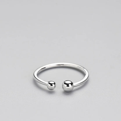 Trendy Minimalist Beads Adjustable Ring Real 925 Sterling Silver Fine Jewelry For Women Party Accessories Bijoux Gift