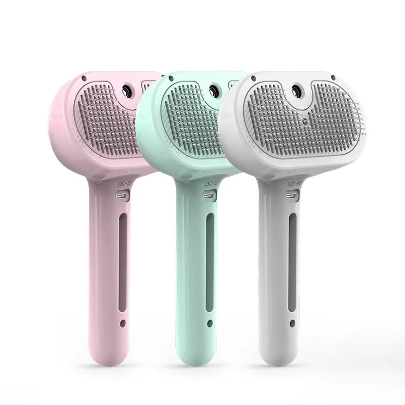 Factory Wholesale Multifunctional Pet Spray Comb USB One-touch De-shedding Hair Cleaning Automatic Dog Cat Grooming Brush Comb