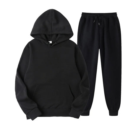 Ensemble de sport 2 pièces pour femme, couleur unie, sweat-shirt à capuche, pantalon de survêtement, décontracté, vêtements de sport pour homme