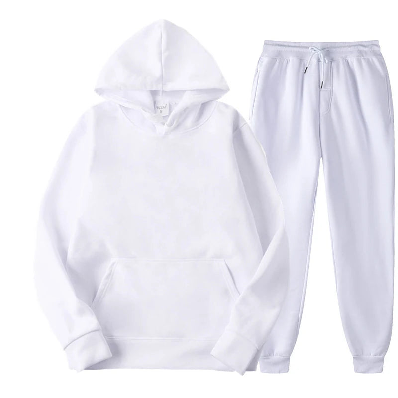 Ensemble de sport 2 pièces pour femme, couleur unie, sweat-shirt à capuche, pantalon de survêtement, décontracté, vêtements de sport pour homme