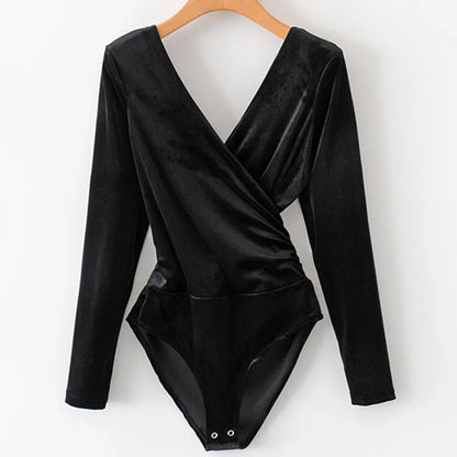 SheMujerSky Long Sleeve Bodysuit Women Backless Jumpsuits Black White Body femme monos cortos de mujer