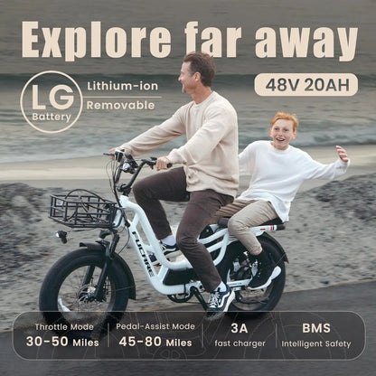 For Fucare CA Stock Free Shipping 750W 32mph Load Electric Mountain Bike for Adults 400LBS Fat Tire 48V 20Ah Battery Full Suspen