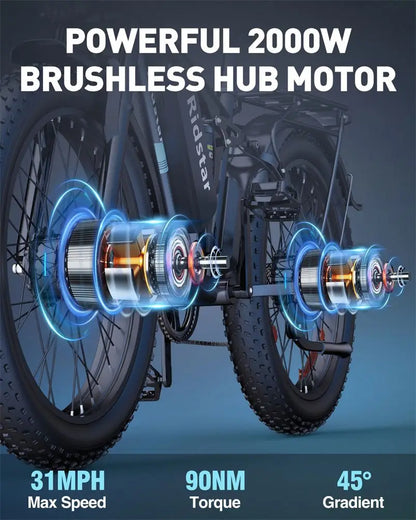 26 Inch 2000w 48v Mid Drive Full Suspension Carton Frame Fat Tire Electric Bike Mountain Cycle Oem Custom Hidden Battery Ebike