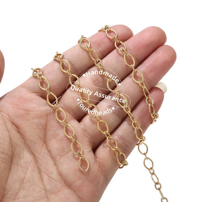 Touredbeads – chaînes à maillons ovales en acier inoxydable de 1M, 6mm de largeur, cercle en or pour bricolage, collier, fabrication de bijoux, découvertes faites à la main