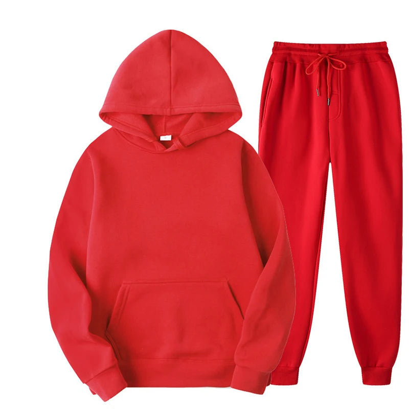Ensemble de sport 2 pièces pour femme, couleur unie, sweat-shirt à capuche, pantalon de survêtement, décontracté, vêtements de sport pour homme