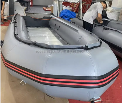 Manufacturer Price 4m 5m 6m Heavy Duty Aluminum Floor PVC Hypalon 8 10 12 15 20 Person Inflatable Rubber Rowing Boat for Sale
