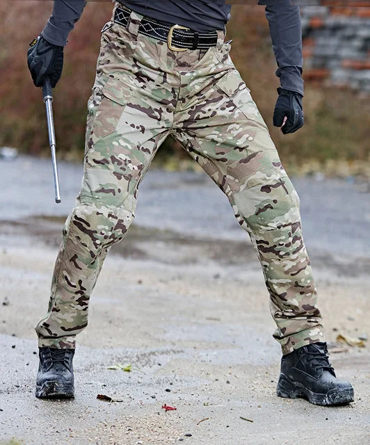 Pantalon cargo imperméable pour homme, jogging militaire masculin, pantalon élastique à poches multiples, grande taille, FjOutdoor