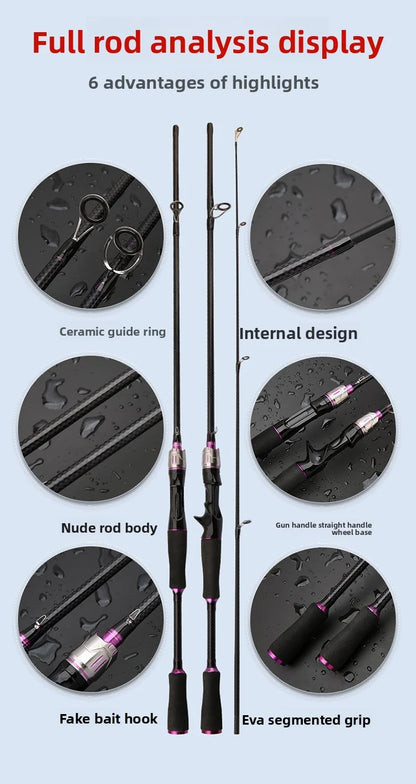 In-stock Echo Carbon Boat Rods ML Interlocking Rods Straight Gun Handles Light Hard Throw Fishing Rods