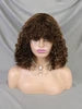 Cheap Human Hair Wig with Bangs for Black Women Glueless Short Water Wave Curly Bob Wigs 200% Density None Lace Front Wig
