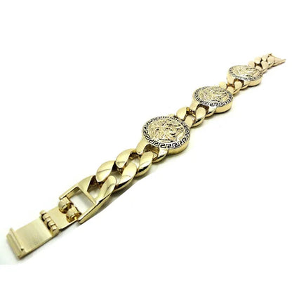 New Fashion Luxury Cuban Link Chain  Hand Decoration Alloy Beauty Head Painting Oil Bracelet for Man