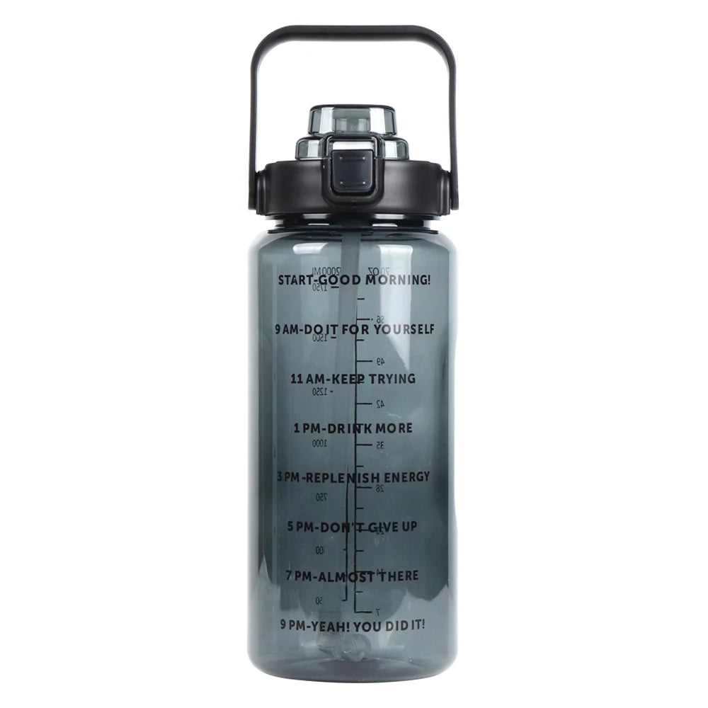 B14-1107 Custom Logo Gym Sports BPA Free 64 oz 64oz 2L Clear Motivational Half Gallon Water Bottle with Time Marker and Straw
