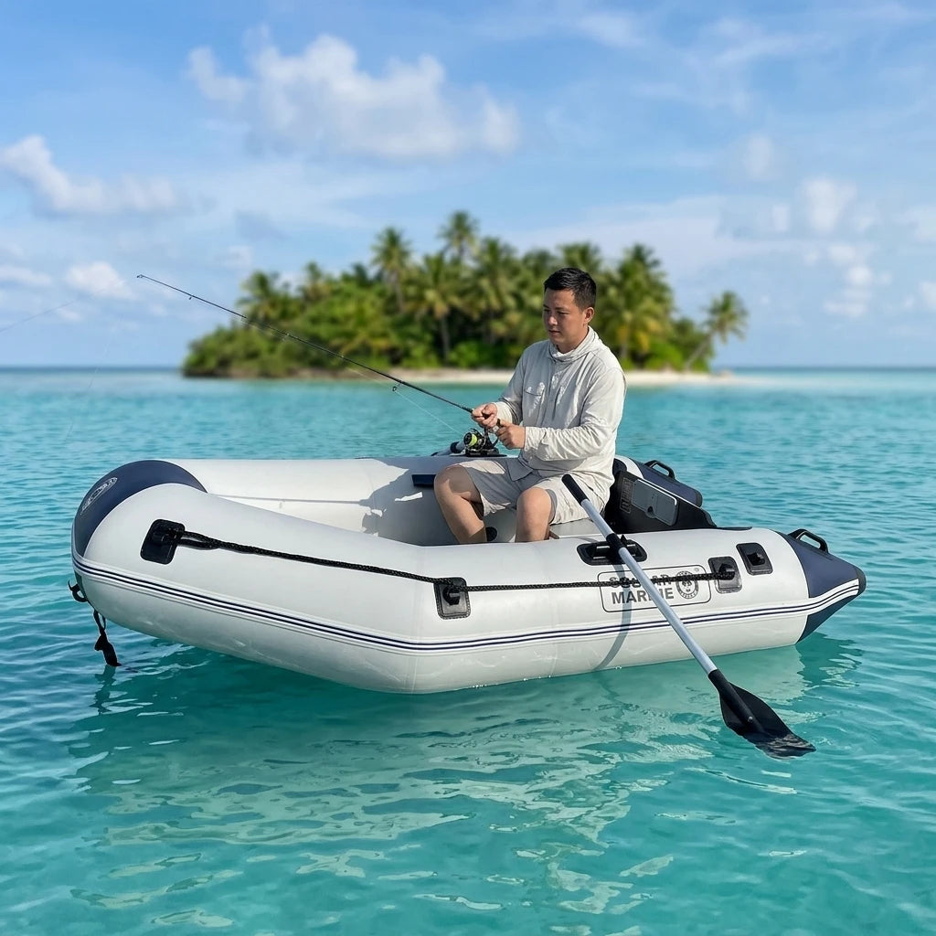 2.3 m 7.5 ft Heat Weld Sealing Process Racing Assault Boat Folding Inflatable PVC Fishing Pontoon Dinghy with Keel Transom