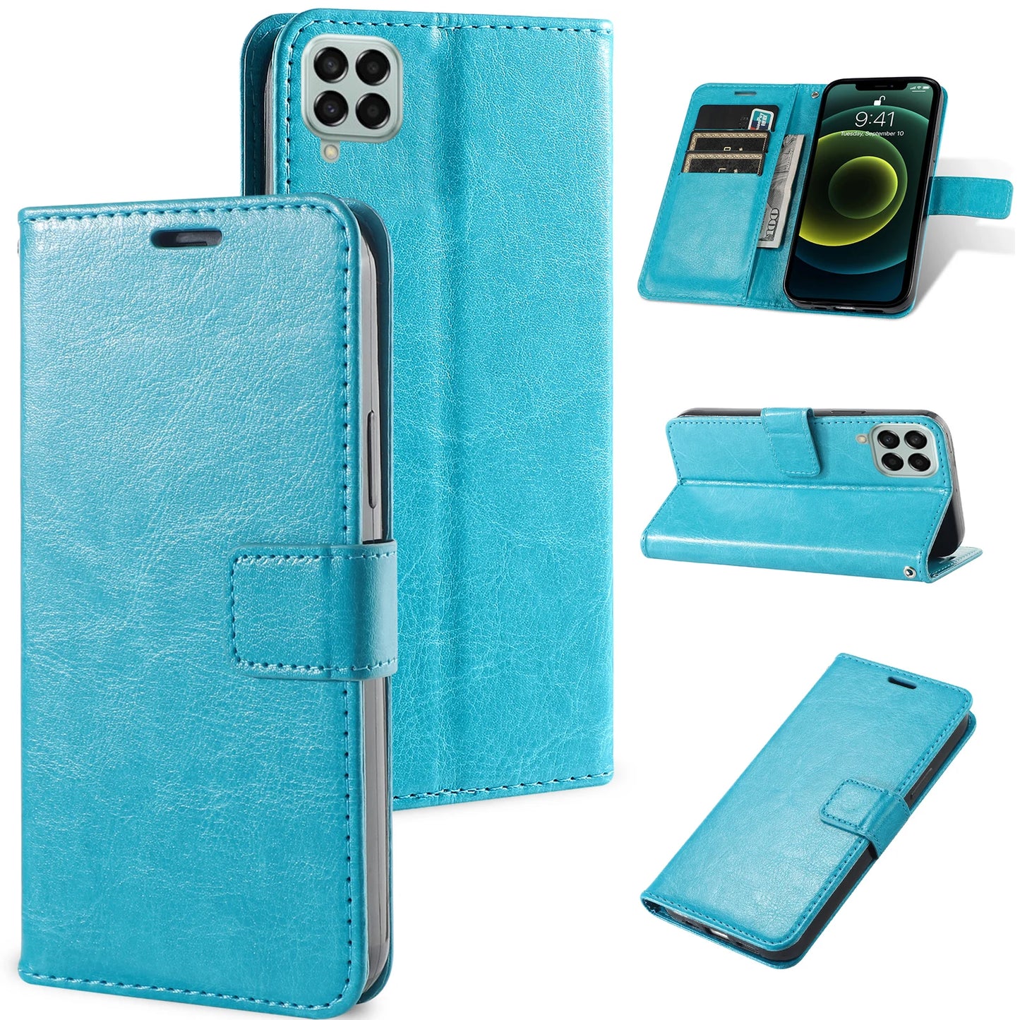Étui portefeuille classique en cuir pour téléphone Samsung Galaxy A26 A36 5G A56 A16 4G A06 M15 F15 M55 C55 F55 - Accessoires