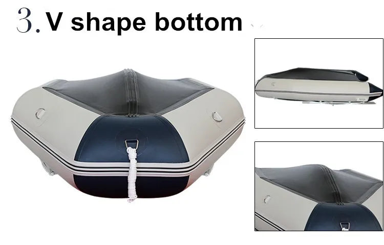 2.3 m 7.5 ft Heat Weld Sealing Process Racing Assault Boat Folding Inflatable PVC Fishing Pontoon Dinghy with Keel Transom