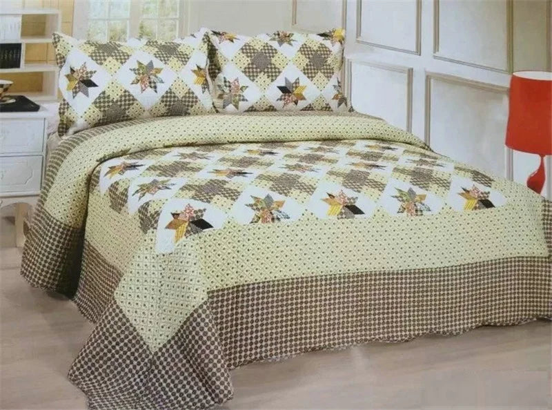 Ensemble de literie en coton, 3 pièces, couvre-lit, couette, Patchwork, style américain