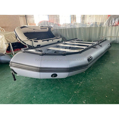 15.4 Feet Inflatable Sport Yacht Aluminium PVC Dinghy Raft Pontoon with 1.2mm Thick Aluminum Floor for Lake Dive Fishing Rescue