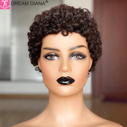 Dream Diana Perruques de cheveux courts bouclés brésiliens Remy Afro perruques bouclées pour femmes Cheveux humains entièrement fabriqués à la machine Perruque Cheveux Humain