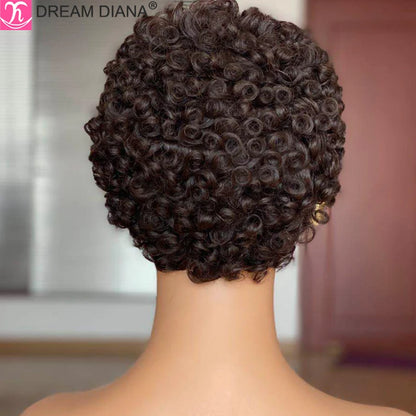 Dream Diana Perruques de cheveux courts bouclés brésiliens Remy Afro perruques bouclées pour femmes Cheveux humains entièrement fabriqués à la machine Perruque Cheveux Humain