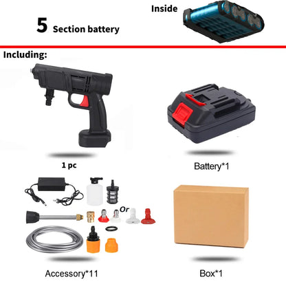 Pistolet à eau haute pression sans fil 2 000 mAh pour lavage de voiture, buse de nettoyage à pression, compatible avec batterie Makit 18 V