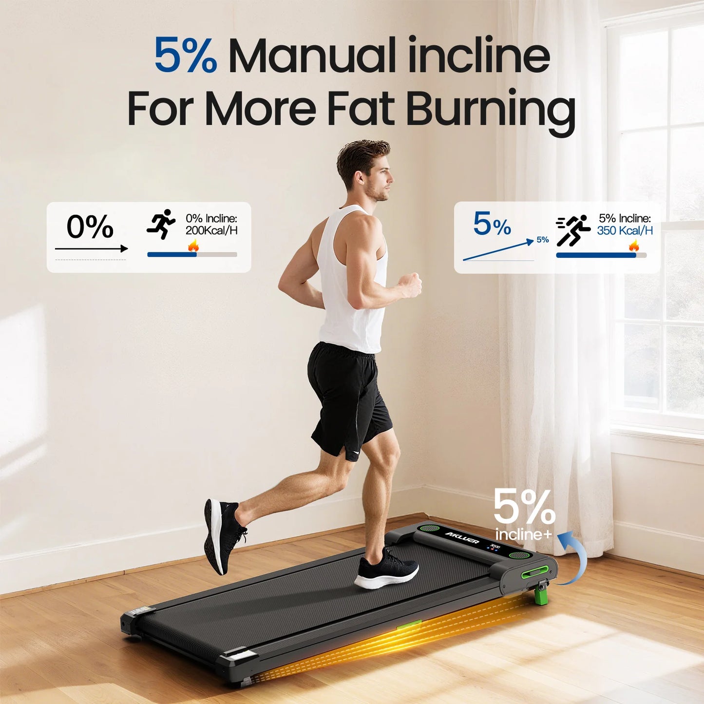 EU Stock Foldable Under Desk Walking Pad Electric Treadmill with Manual Incline for Home Use